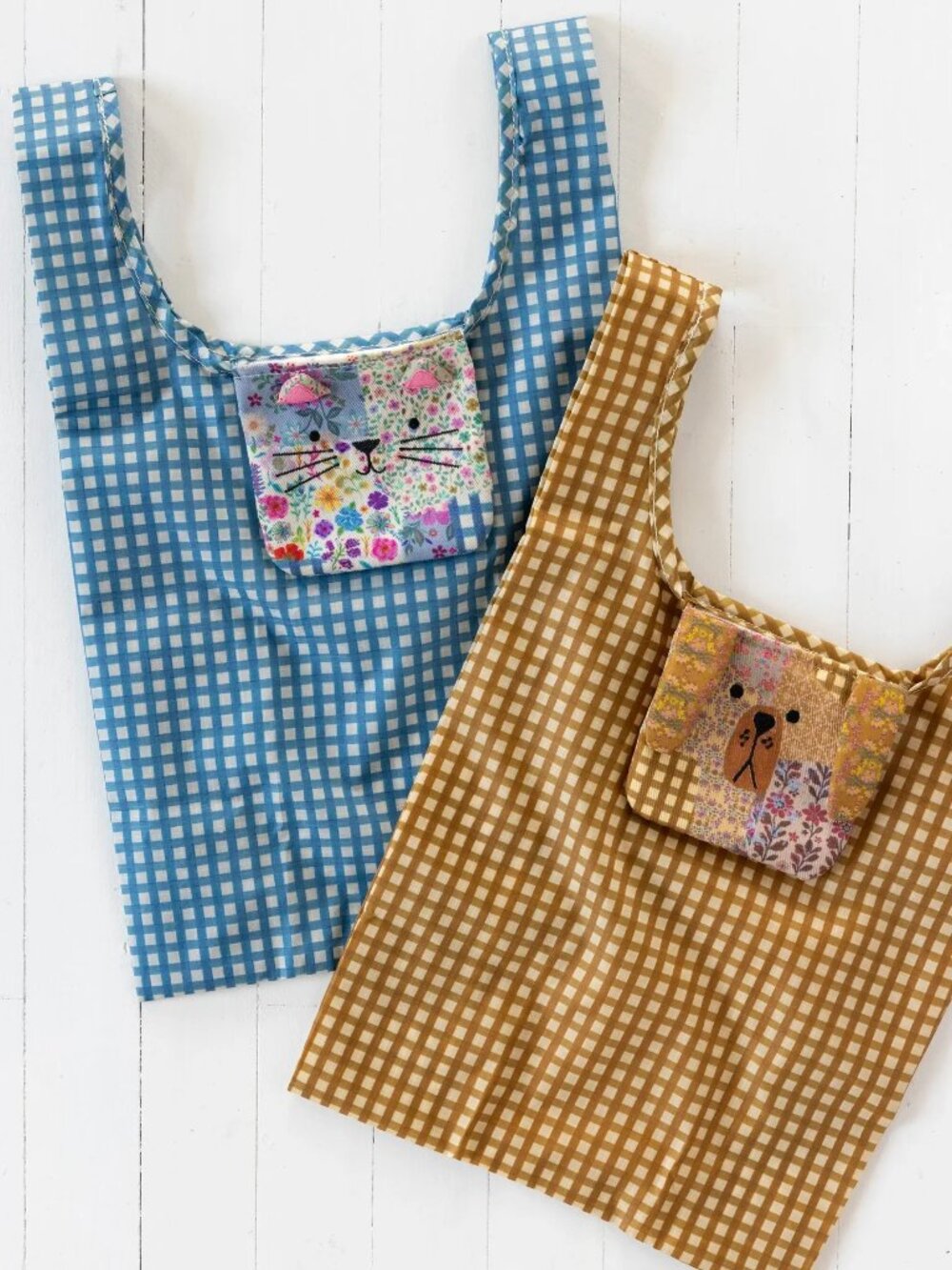 Set of 2 Natural Life Reusable Cloth Shopping Totes in Pouch NWT